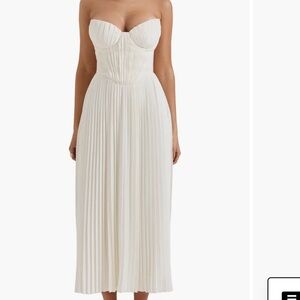HOUSE OF CB Amorata Strapless Pleated Georgette Cocktail Dress